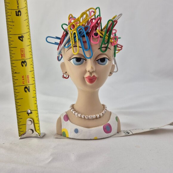 Bad Hair Day Paperclip Holder Lady Head Magnetic - Picture 13 of 14